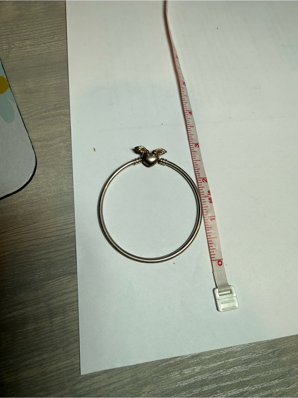 Sterling Silver Heart & Wings Bangle Bracelet - Silver